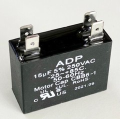 ADP 15 uF CBB6-1 250V Motor Run Capacitor – 4 wire posts