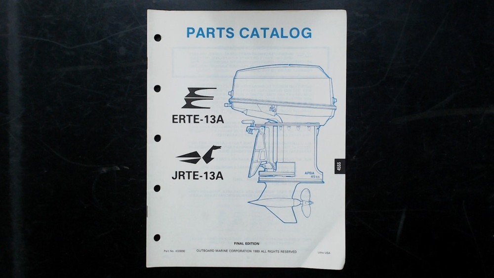 OMC ERTE-13A JRTE-13A Parts Catalog Manual 432890 1989 Outboard