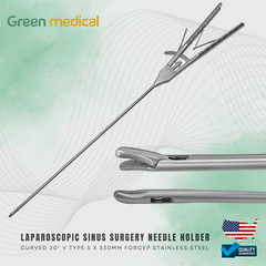 Laparoscopic Sinus Surgery Needle Holder Curved 20″ V Type 5 X 330mm Forceps