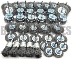 40pc Wire Wheel Brush Cup Assortment Crimped Steel 1/4″ Shank Drills Rust Scale