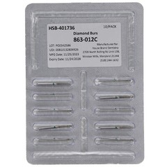 House Brand Dentistry 401736 HSB FG 863-012C Flame Coarse Grit Diamond Burs 10Pk