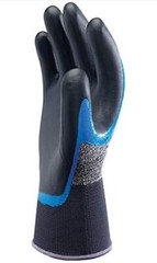 Showa 376L-08 Foam Nitrile Coated Gloves, 3/4 Dip Coverage, Black/Blue, L, 12 Pk