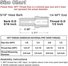 KOOTANS 4pcs Brass Hose Barb Fittings 5/16″ Hose Barb to 1/4 NPT Male Thread Air