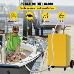 VEVOR Fuel Caddy Fuel Storage Tank 35 Gallon 4 Wheels with Manuel Pump Yellow
