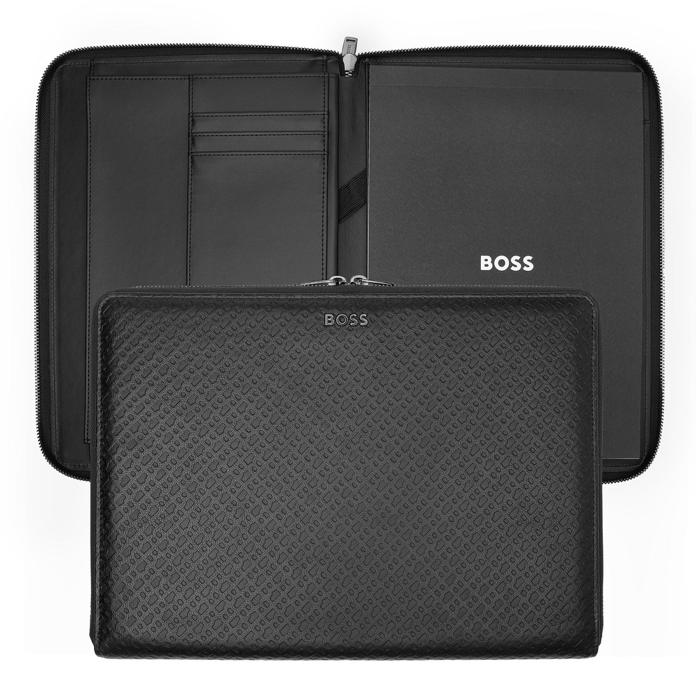 Hugo Boss Monogram Zipped Black Conference Folder zip A4