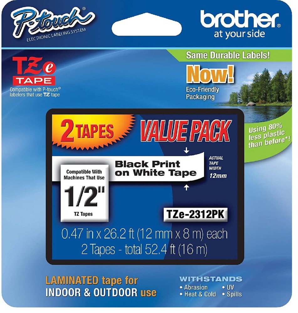 2-PK GENUINE Brother TZe2312pk P-Touch Label Tape TZ-231S TZe-231 fits PT-D210