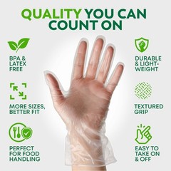 HD PROTECT Disposable Plastic Gloves 600 Pack (Large) – Food Safe, BPA & Late…