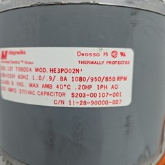 Magnetek HE3PO02N Electric Motor .20 Hp 1Ph 208-230V 60Hz 1080 950 850 Rpm