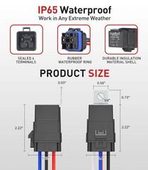 5 Pack Heavy Duty 4 Pin Waterproof Relay Switch 12V 12&16 AWG with 5x20A/30A/40A