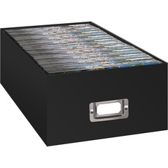 Stackable Heavy Duty Black Cardboard Storage Box W/ Metal ID Plate & Index Cards