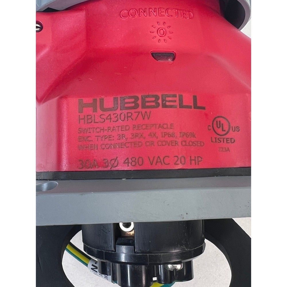 Hubbell HBLS430R7W Switch Rated Receptacle 30A 480V Locking Connector