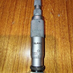 The L S Starrett Co. No. 445 Depth Micrometer 0 – 3″ With Wooden Box Vintage