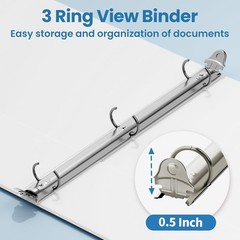 1/2 Inch Binders 3 Ring 10 Pack Bulk, Pvc-Free Clear View Half Inch Binders (Fit