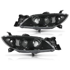 Mazda 3 Headlight Pair Sedan 2004 2009 Motux Black Clear Lens Assembly