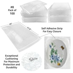 UOFFICE 100 Bubble Out Bags 15×17.5″ Clear Wrap Pouches Self Adhesive