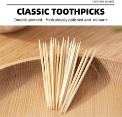 Bamboo Toothpicks 600 Pack Double-Point for Teeth, Fruit & BBQ Appetizer