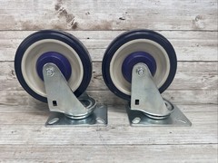 HUBERT Caster Blue Polyurethane Top Plate 2 Swivel &2 Fixed 5″ Wheel 50880 Set-4