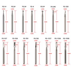 10pcs/pk Dental Carbide Burs for High Speed Handpiece Pear Bur 19mm FG Shank