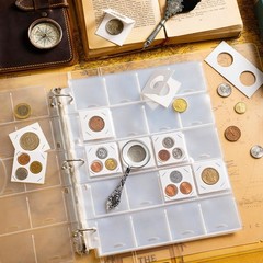 30 Sheets Coin Binder Sheets for 2″ x 2″ Coin Flips – 600 Pockets 7 Holes Coin
