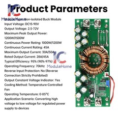 1200W 30A 1500W 50A Adjustable DC-DC Step-down Buck Power Supply Module