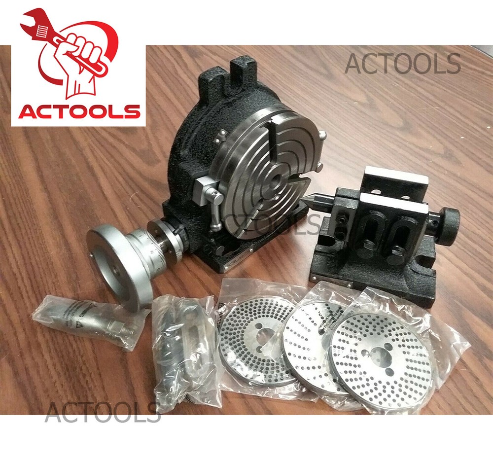 6″ inch Horizontal Vertical 3 slot Rotary table, Dividing plates, tailstock USA