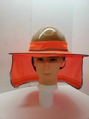 Orange Hard Hat Sun Shade Visor Full Brim Mesh Neck HI VIS REFLECTIVE STRIPE