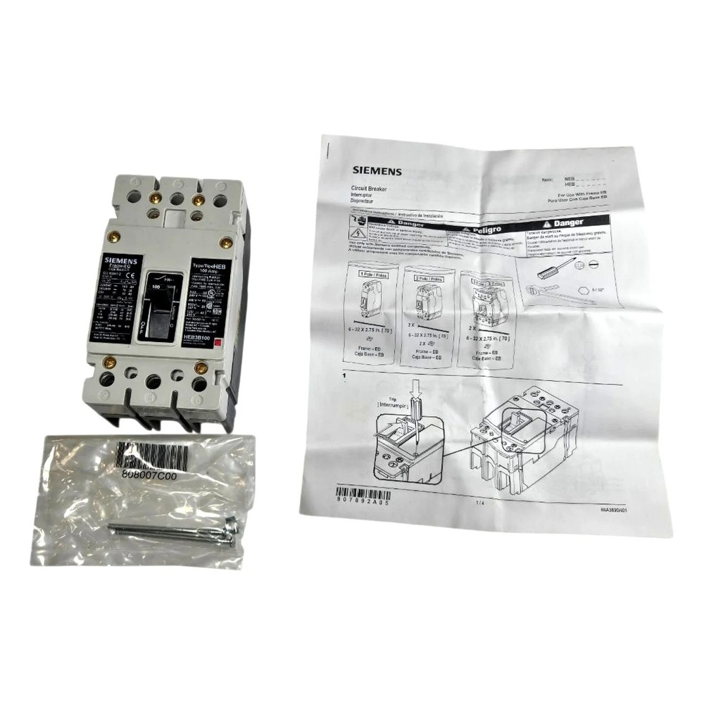 Siemens HEB3B100B 100A 3-Pole 480V 65kA Molded Case Circuit Breaker