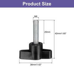 6Pcs Metric Carbon Steel Clamping Screw Knob t Shaped Thumb Screws M6 x 25mm