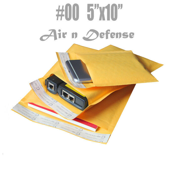 #00 5×10 Kraft Bubble Padded Envelopes Mailers Yellow Shipping Bags AirnDefense