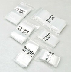 600 Assorted Bags 2 MIL Clear Reclosable Poly Baggies 6 Sizes Assortment 100ea