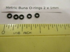 2mm ID x 4mm OD x 1mm thick O-ring. Buna-70. Quan 5..