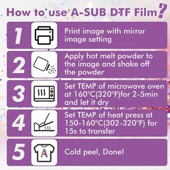 A-SUB DTF Film Glitter 8.5×11 Clear Sublimation Paper for Dark Light Fabric, Mug
