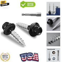Metal Roofing Screws × 1 Inch, 80pcs Black Ruspert Coating Hex Head Roofing S…
