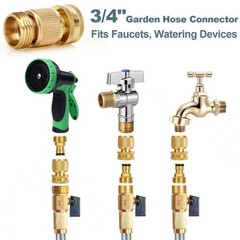 Garden Hose Quick Connect, Solid Brass 3/4 Inch GHT Inch,