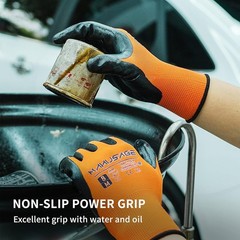 MANUSAGE Safety Work Gloves – Protective Glove for Men & Women Medium, Orange