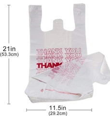 1000 Thank You T-Shirt Bags 12″ x 6.5″ x 21″, Plastic Grocery Shopping Bags