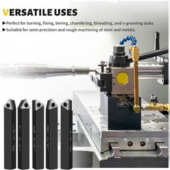 3/8 Inch Carbide Insert Lathe Cutting Tools 5 Set Turning Tool Bits Metal