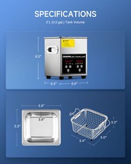 CREWORKS 2L Professional Ultrasonic Cleaner w 100W Heater Timer LED Display