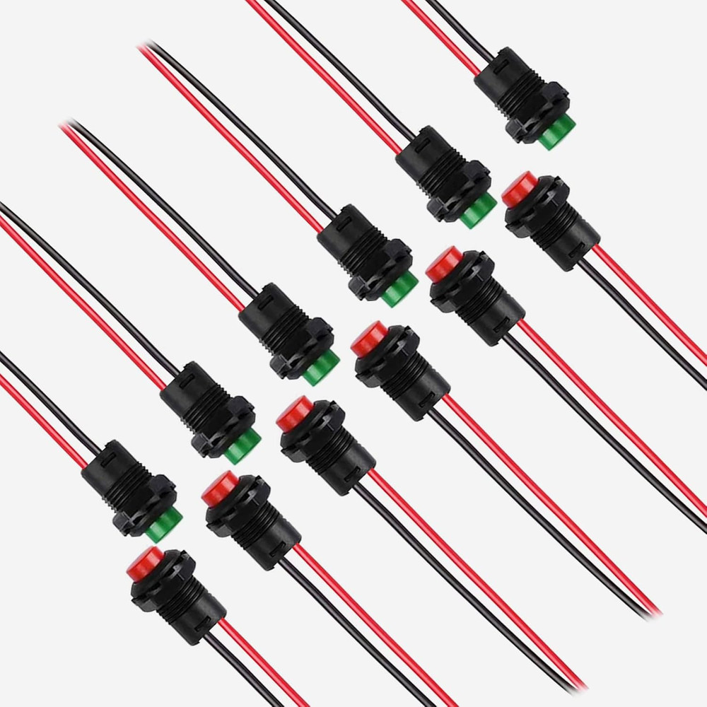 12Mm Mini Latching Push Button on off Switch Prewelded Wire,Self-Locking Micro r