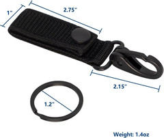 Heavy Duty Belt Keeper Clip Key Holder with Nylon MOLLE Strap & Metal Snap & Key