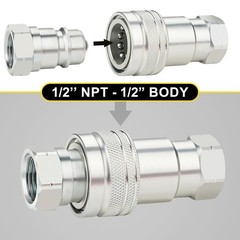 1/2″ Hydraulic Quick Connect Coupler ISO 5675 with Dust Caps – Ball Style Connec