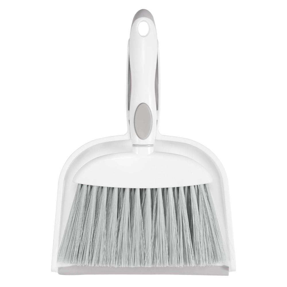 NACENA Small Dust Pan and Brush Set, Mini Broom 1-Pack, Grey White