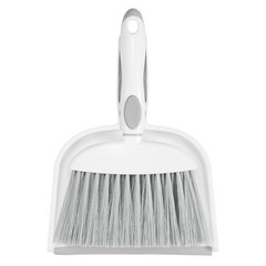NACENA Small Dust Pan and Brush Set, Mini Broom 1-Pack, Grey White