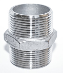 PACK OF 4 – 1 1/4″ Stainless Steel Hex Nipple – SS MNPT Close Nipple – 1.25″