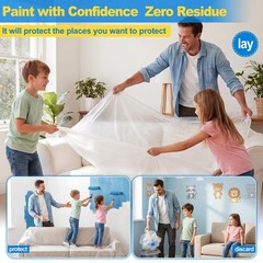 6 Pack Plastic Drop Cloths for Painting 9x12ft – Disposable Premium Plastic T…