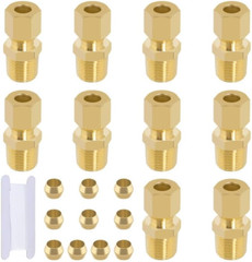Brass Compression Tube Fitting, 10 PCS 1/4″ OD X 1/4″ NPT Male Compression Union