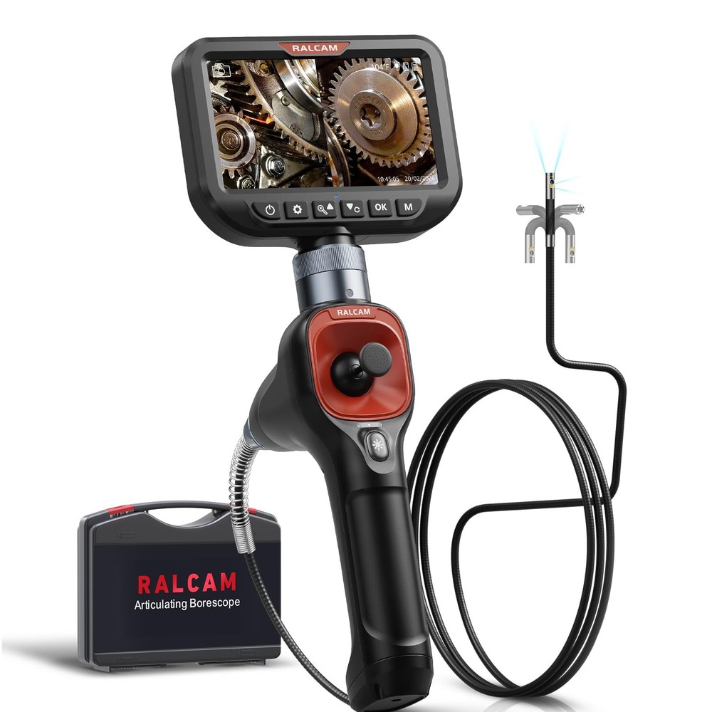 Borescope 5FT Semi Rigid 0.25in Lens 360 Articulating HD Ralcam Dual 4-Way Light