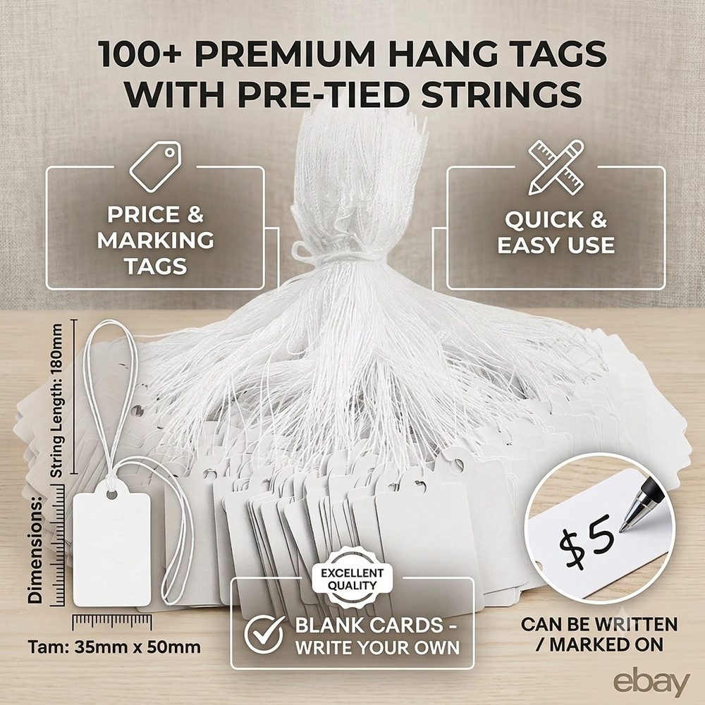 220 Pack White Price Tags with String Attached Marking Price Tags Price Labels D