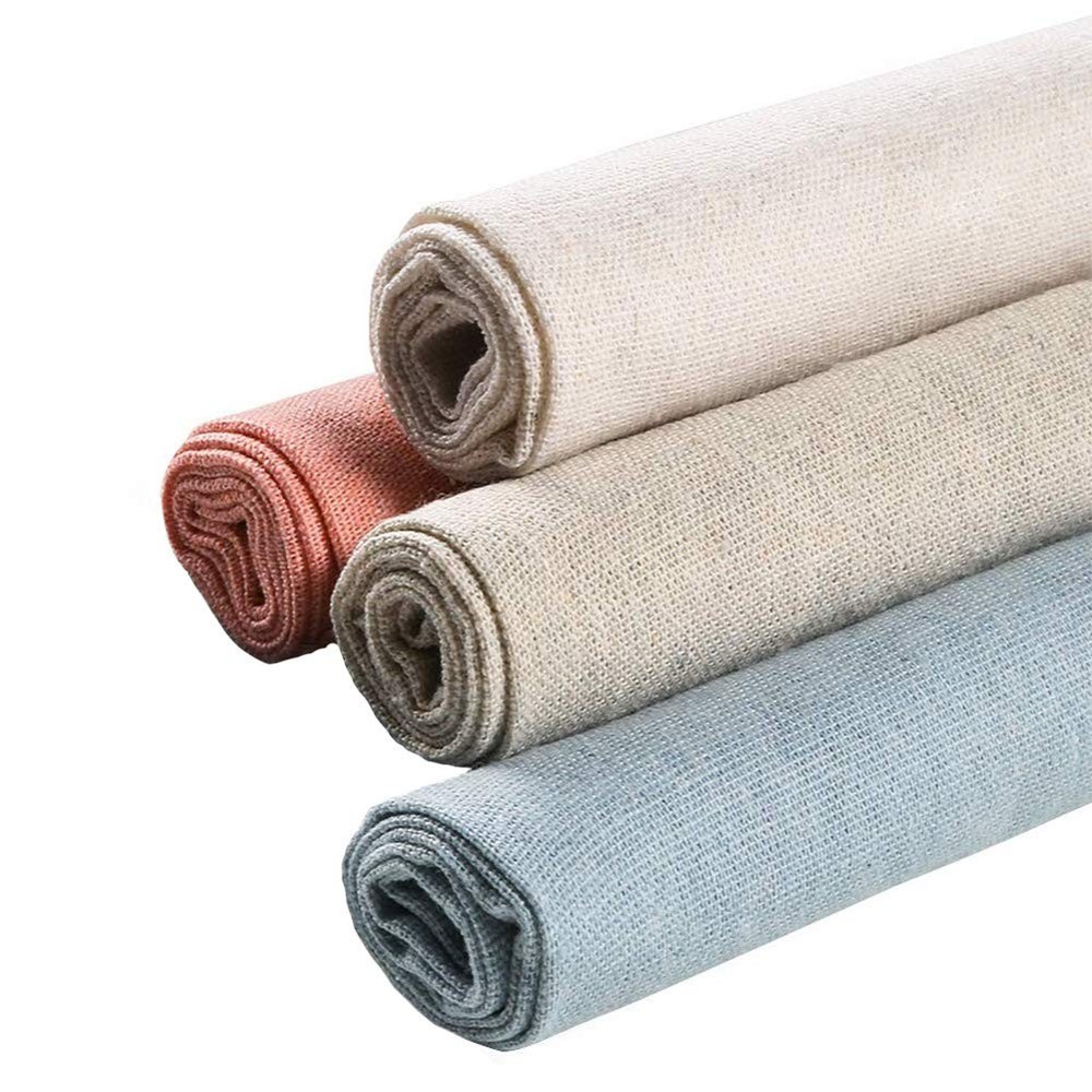 Needlework Fabric, 4Pcs 4 Colors Natural Linen Fabric Solid 20 inch, Multi