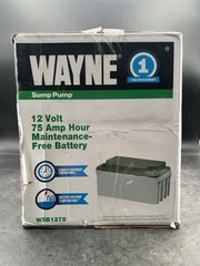 Wayne Sump Pump 12 Volt 75 Amp Hour Maintenance Free Battery WSB1275